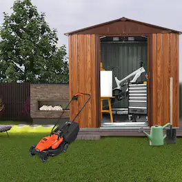 Loheer - 6x6 Outdoor Metal Storage Shed with Window and Foundation, Heavy Duty Steel Backyard Garden Tool Shed