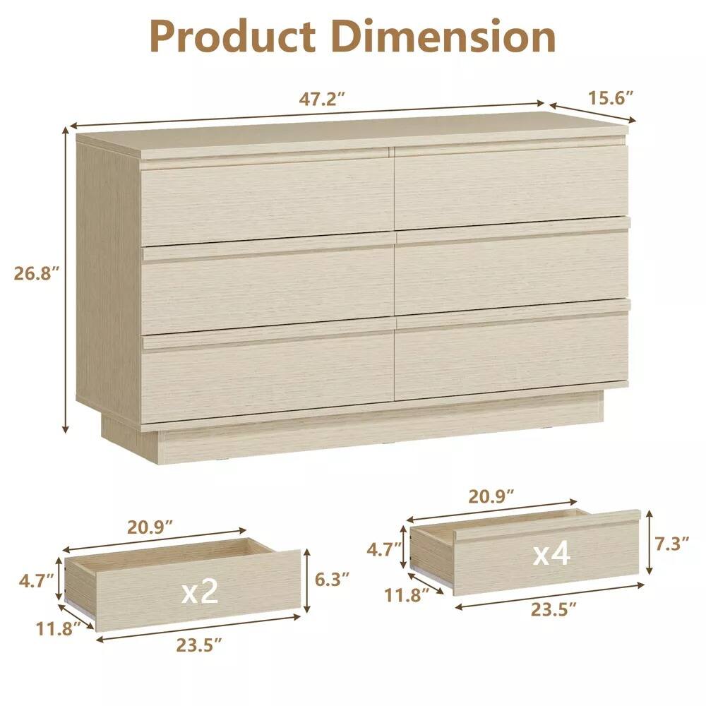 Product Dimension: 47.2" x 15.6" x 26.8"  
Drawer Dimensions:  
- 20.9" x 11.8" x 6.3" (x2)  
- 20.9" x 11.8" x 7.3" (x4)