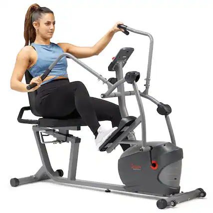 Front. Sunny Health & Fitness - Performance Smart Magnetic Recumbent Elliptical Cross Trainer - Grey.