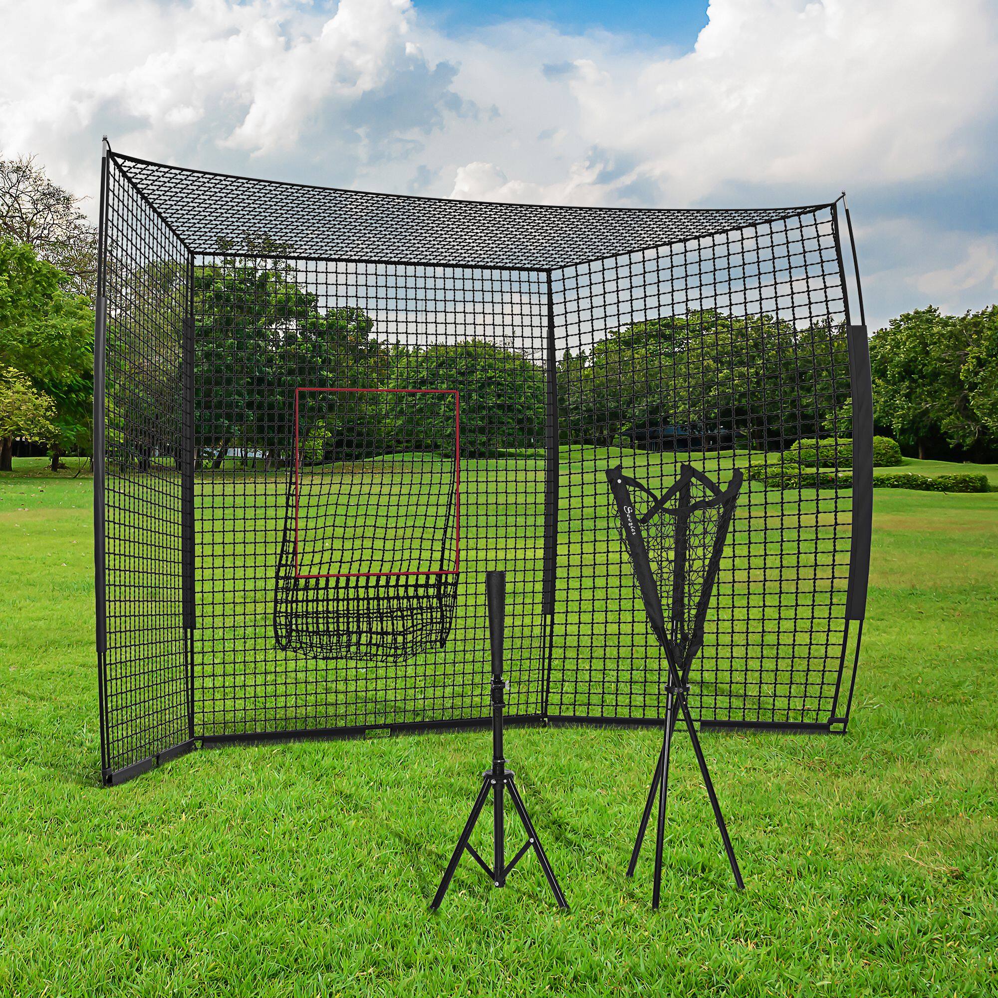 Alt View 1. Soozier - and Baseball Net with Strike Zone, Tee, Caddy - Black.