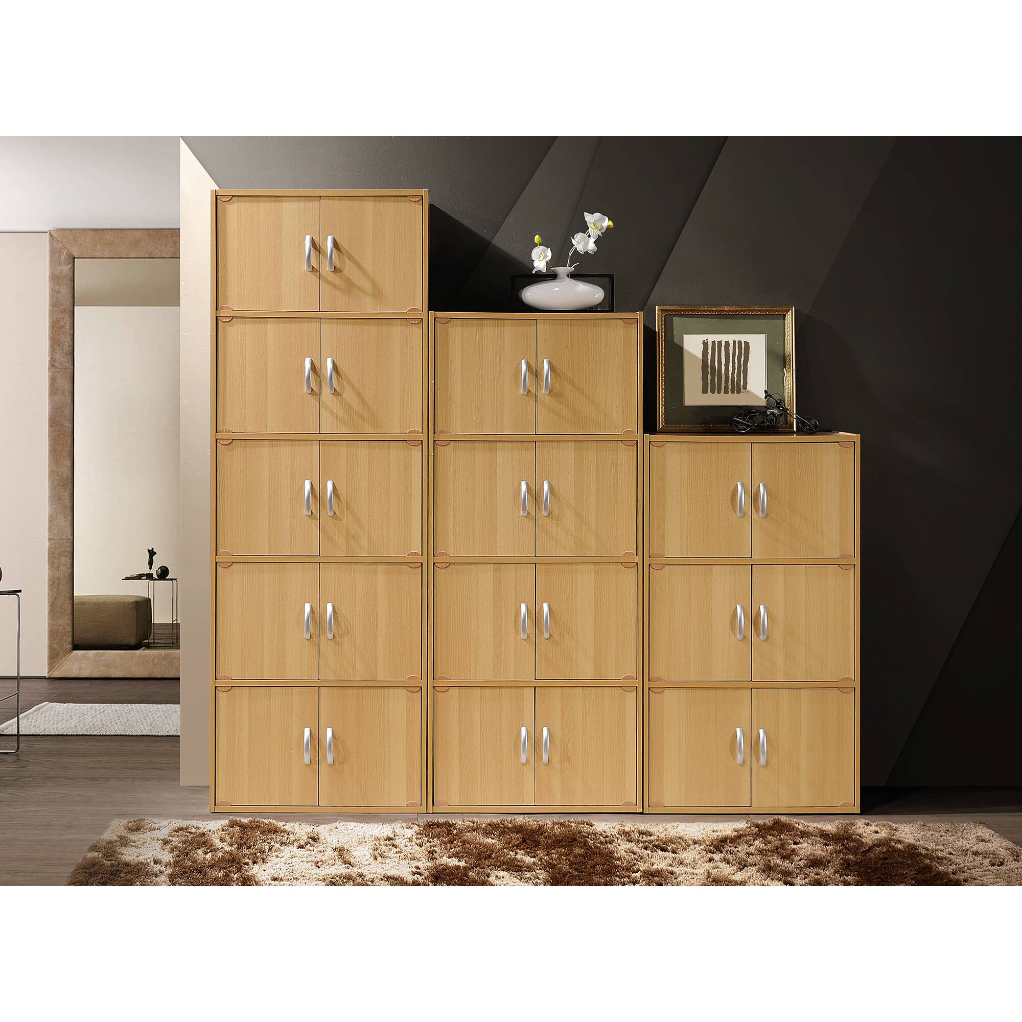 Alt View 3. Hodedah - Hodedah 6 Door Enclosed Multipurpose Storage Cabinet for Home and Office, Beech - Beech.