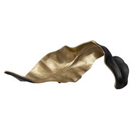 Manhattan Lane - Lica 19 Inch Twisted Leaf Sculpture Table Decor, Antique Gold and Black Finish, Handcrafted Metal - Black/Gold