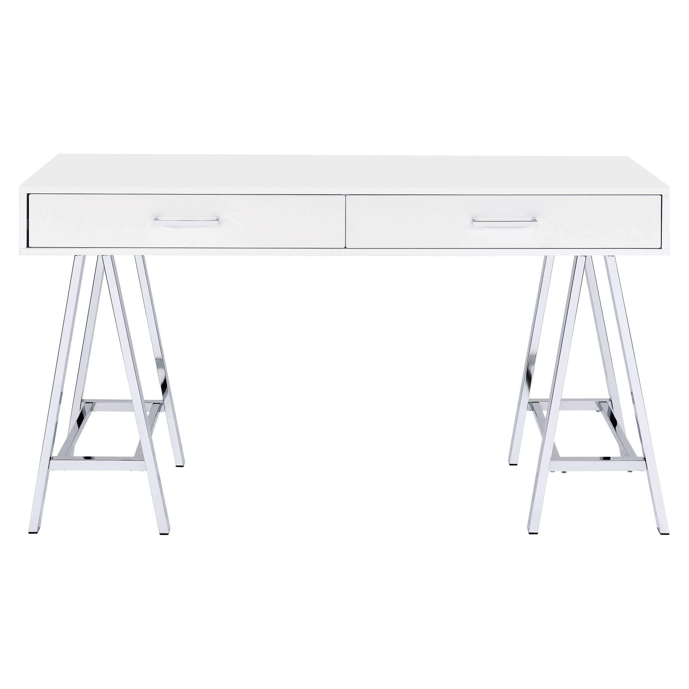 Front. OSP Home Furnishings - Vivid 2 Drawer Desk - White/Chrome.