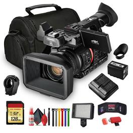 Panasonic - AG-CX350 4K Camcorder (AG-CX350) W/Padded Case, 128 GB Memory Card, Wire Straps, LED Light, and More