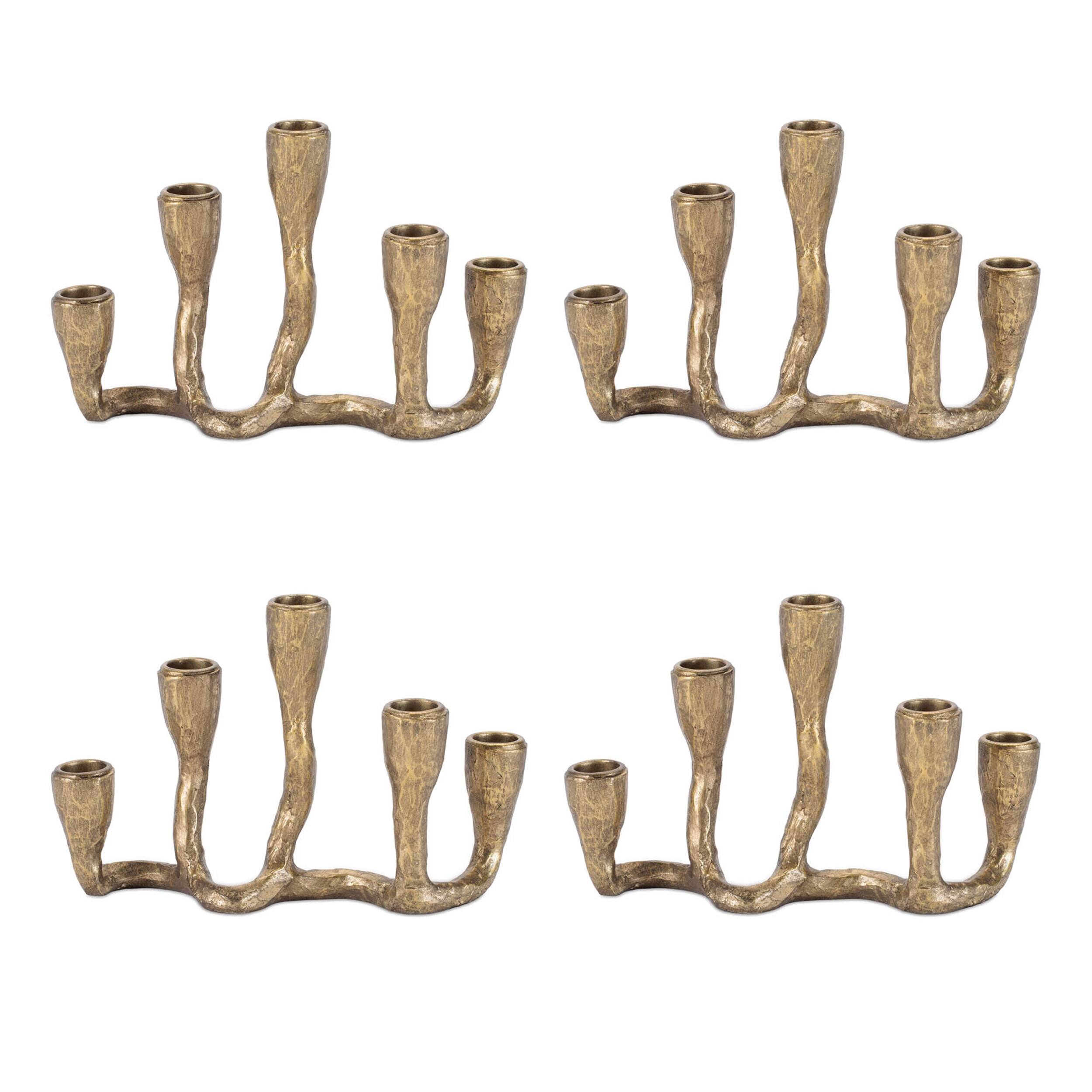 Back. BreeBe - Multi Taper Candle Holder (Set of 4) - Gold.