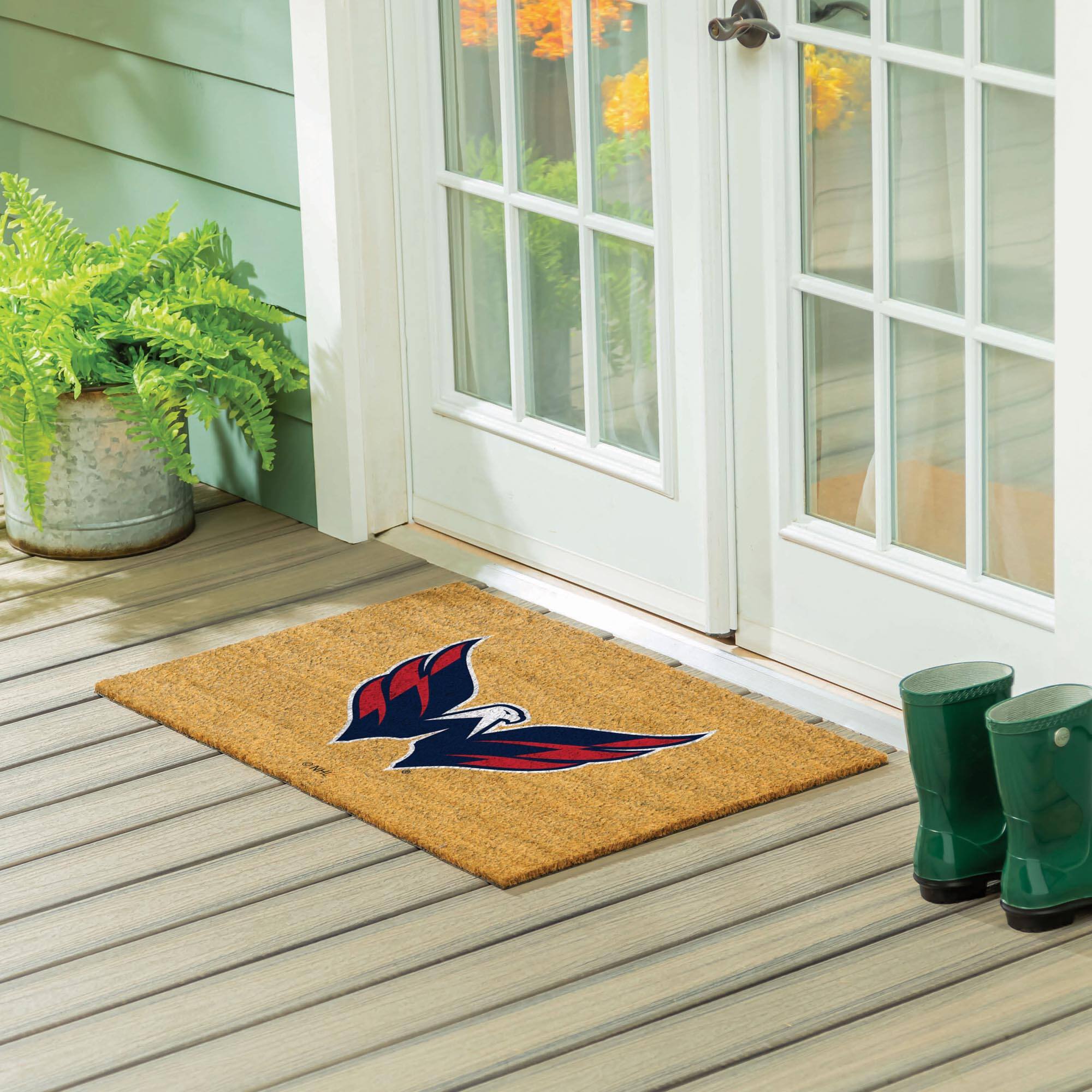 Alt View 1. Evergreen Enterprises - Washington Capitals 24" x 36" Outdoor Team Logo Coir Mat - Brown.
