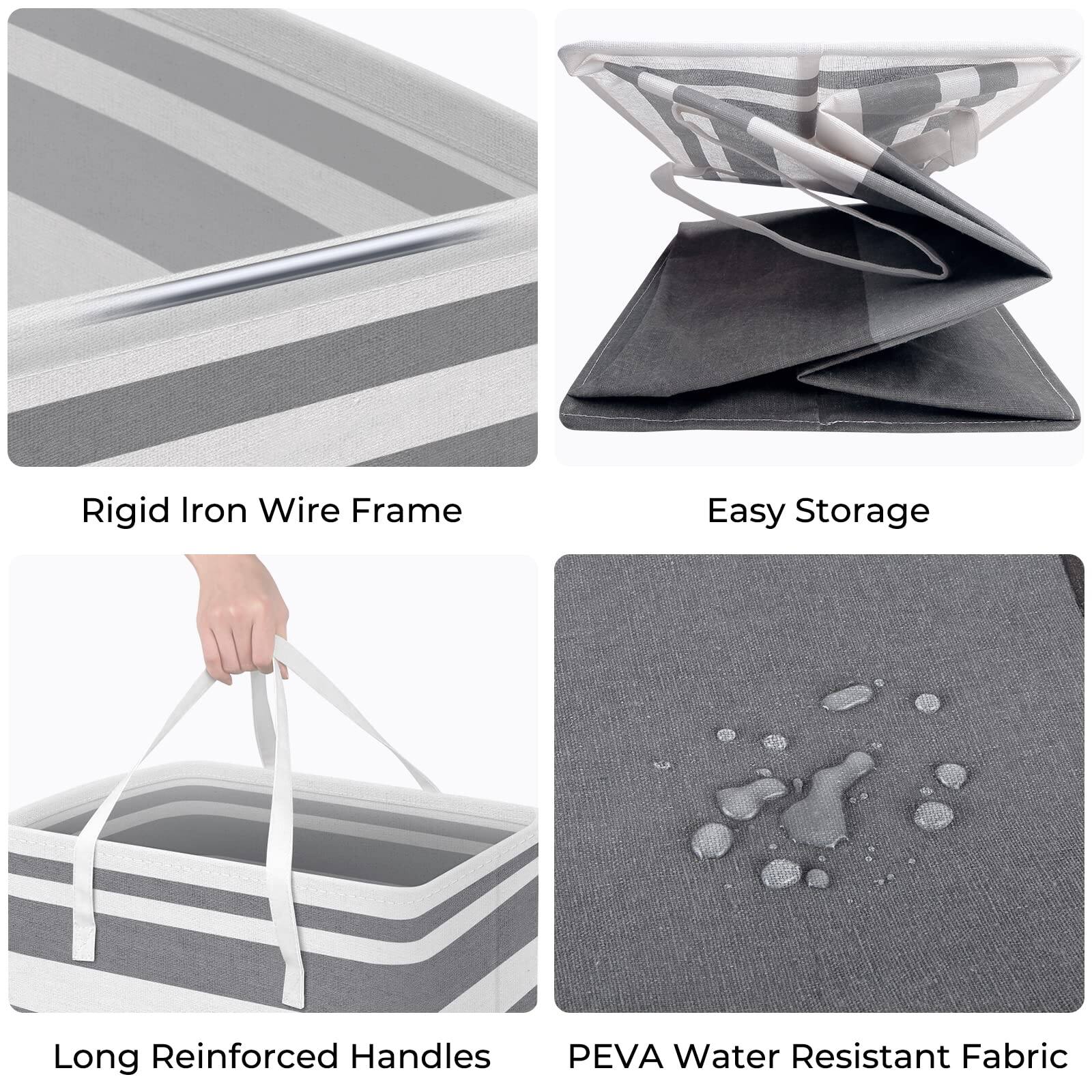 - Rigid Iron Wire Frame
- Easy Storage
- Long Reinforced Handles
- PEVA Water Resistant Fabric