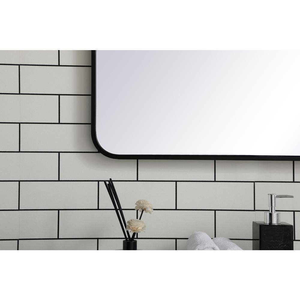 Alt View 3. Elegant Decor - Soft corner metal rectangular mirror 30x60 inch in Black - Black.