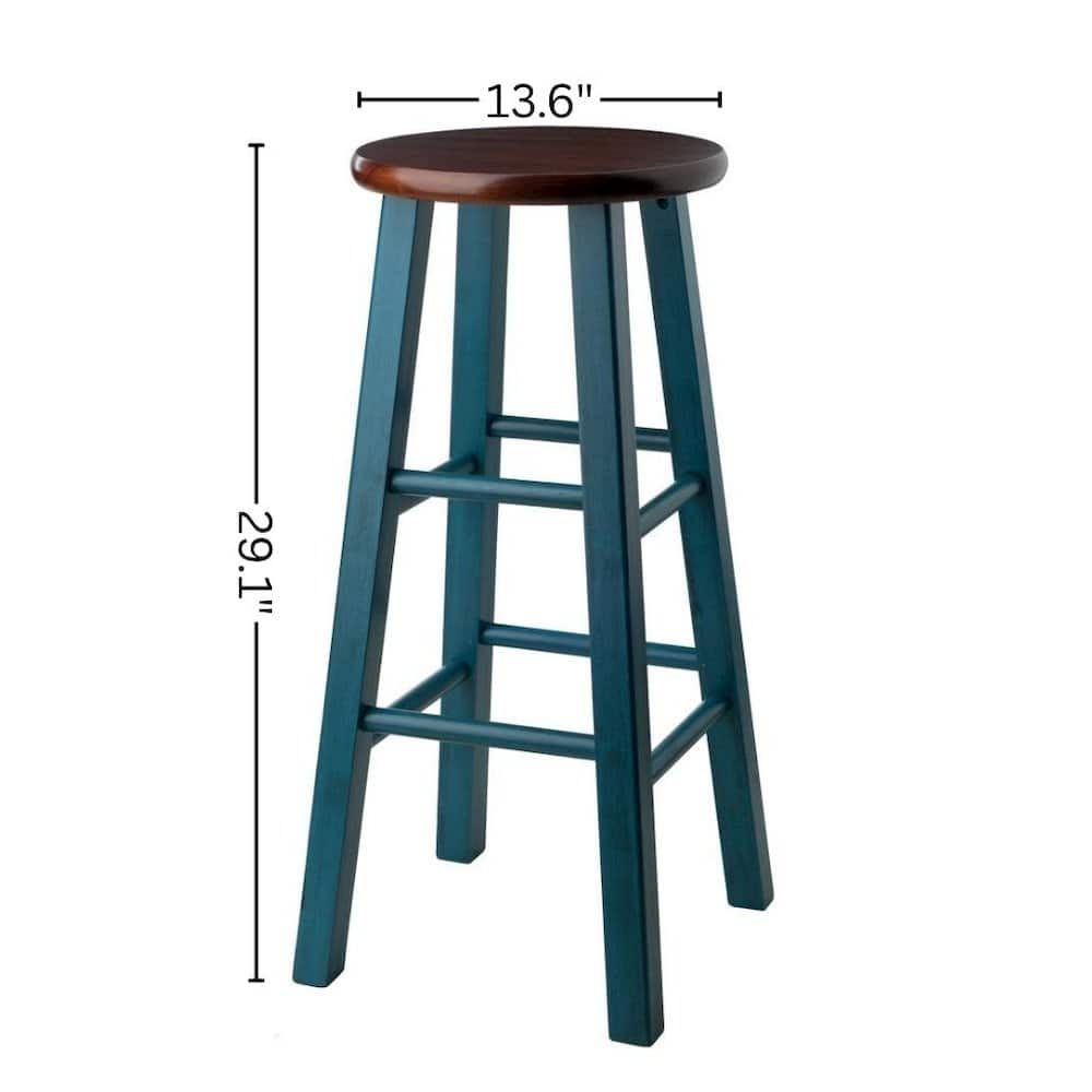 FurniFact - 29" Rustic Teal Bar Stool - Rustic Teal / Walnut