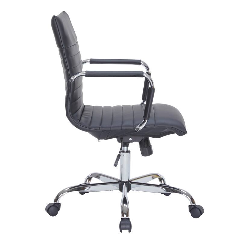 Alt View 5. LeisureMod - Harris Mid-Back Leather Office Chair Adjustable Height Tilt Computer Task Chair with 360-Degree Swivel - Black.