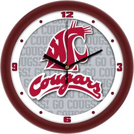 MpDirect - Washington State Cougars 11.5'' Suntime Premium Glass Face Dimension Wall Clock - Multicolor