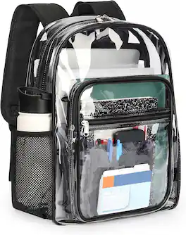 Vulpecula Spade - Clear Backpack Heavy Duty for School - Black
