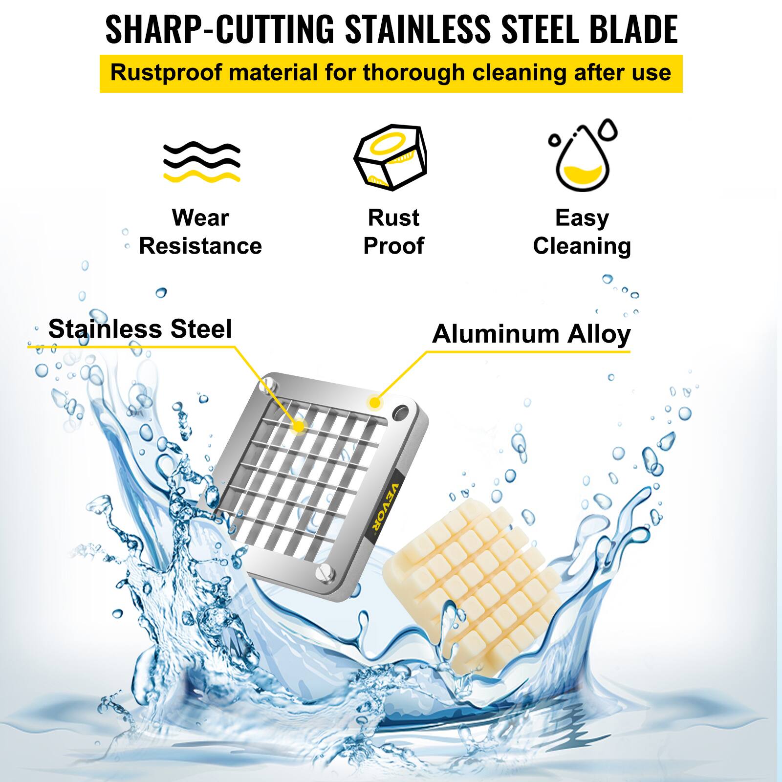 SHARP-CUTTING STAINLESS STEEL BLADE Rustproof material for thorough cleaning after use Wear Resistance Rust Proof Easy Cleaning Stainless Steel Aluminum Alloy VEVOR