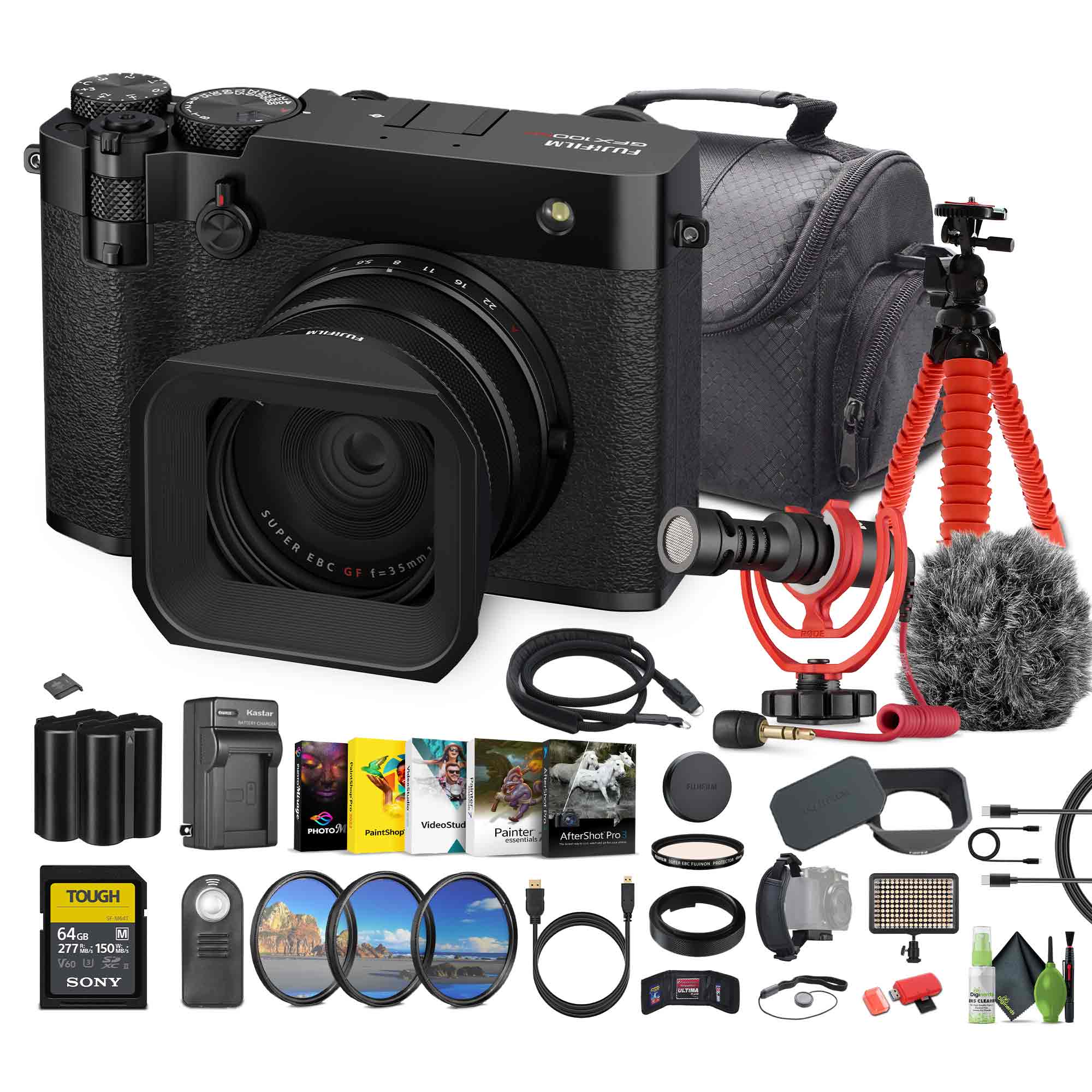 Fujifilm - GFX100RF 102MP Mirrorless Digital Camera Bundle + Accessories - Black
