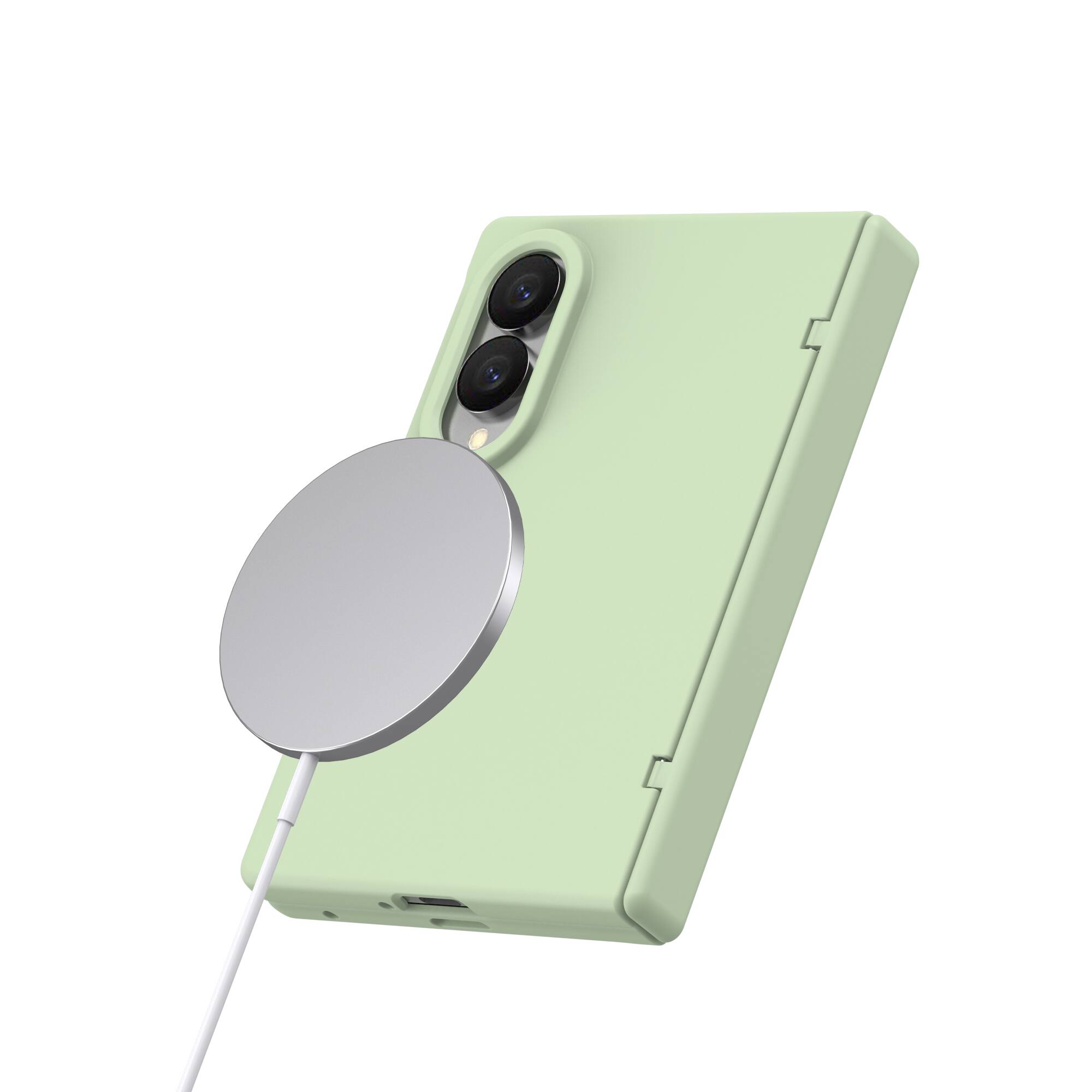 Angle. Dteck - Magnetic for Samsung Galaxy Z Fold8 Case with Screen Protector, Compatible with MagSafe, Full Body Hinge Protection - Light Green.