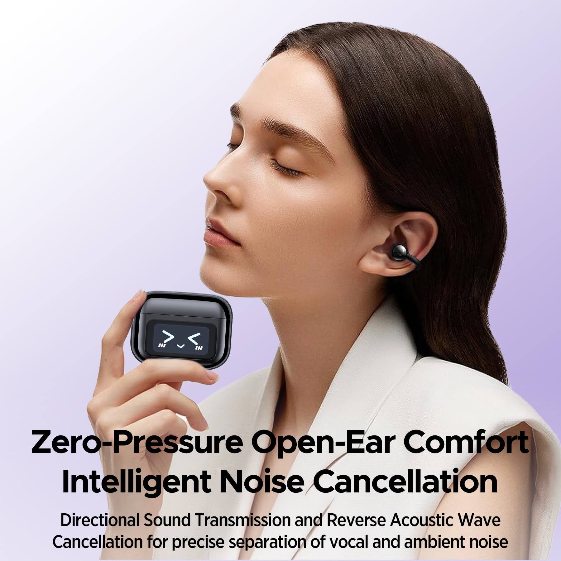 Zero-Pressure Open-Ear Comfort  
Intelligent Noise Cancellation  
Directional Sound Transmission and Reverse Acoustic Wave Cancellation for precise separation of vocal and ambient noise