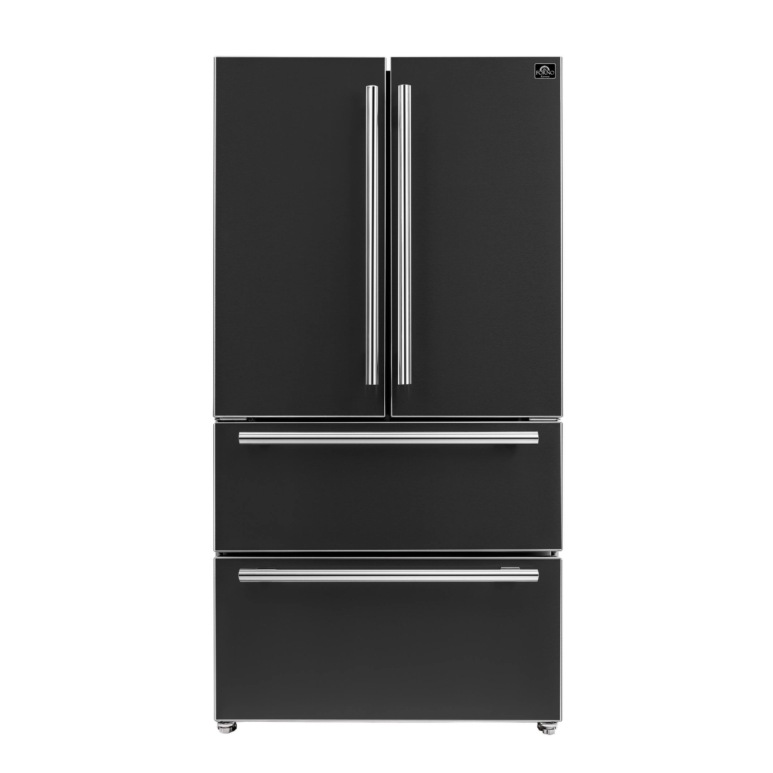 Angle. Forno Appliances - Moena Espresso 19.2 Cu. Ft. Freestanding Refrigerator with French Doors and Automatic Ice Maker - Black.