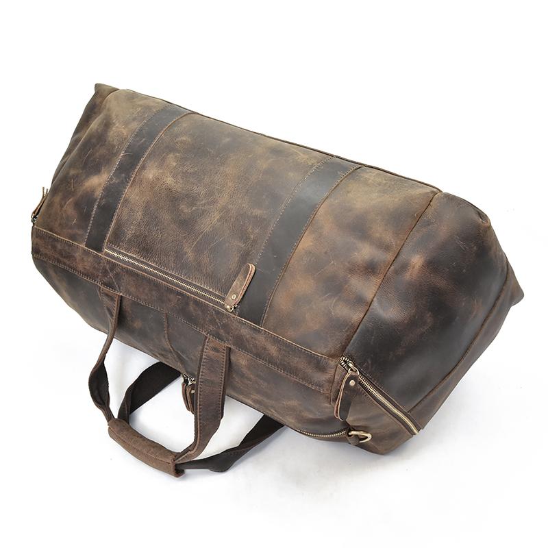 Alt View 8. Steel Horse Leather - The Colden Duffle Bag | Large Capacity Leather Weekender - Dark Brown.