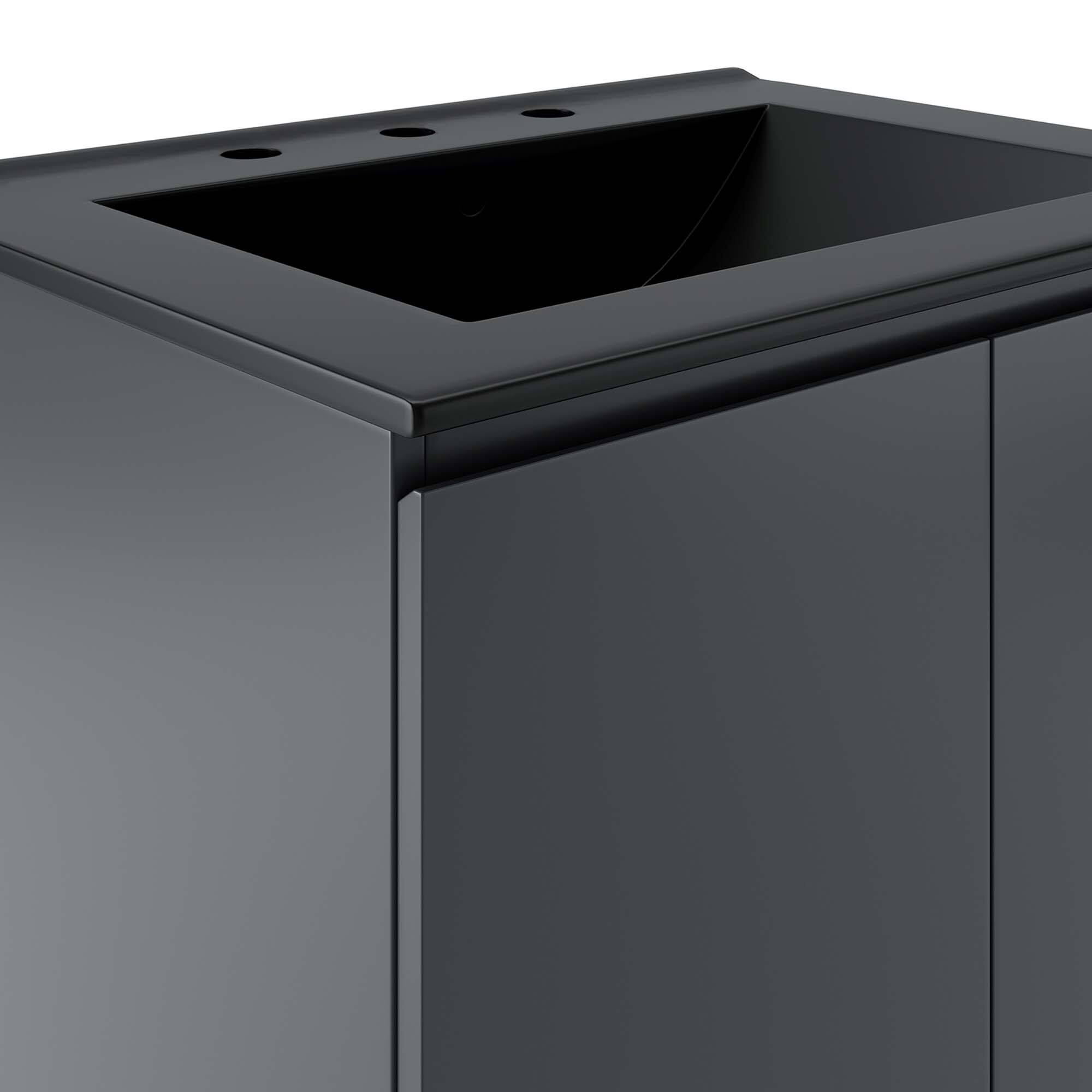 Alt View 5. Modway - Bryn Wall-Mount Bathroom Vanity Basin Included - Gray Black.