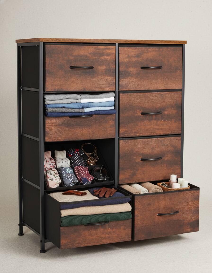 Alt View 1. AOITUN - Dresser Bedroom with 8 Storage Drawers - Large Capacity for Daily Use - Perfect for Dorms and Bedrooms - Steel.