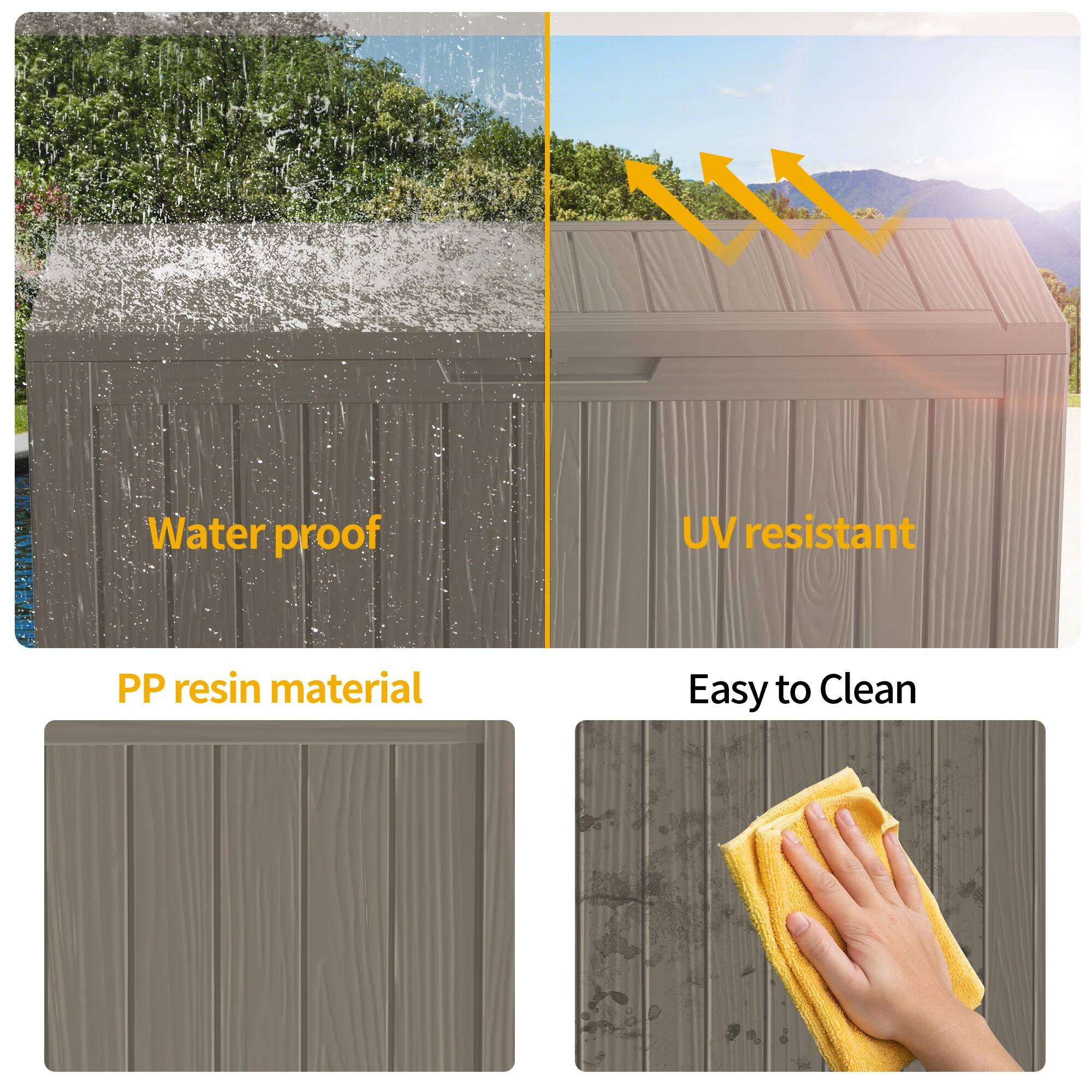 - Water proof
- UV resistant
- PP resin material
- Easy to Clean
