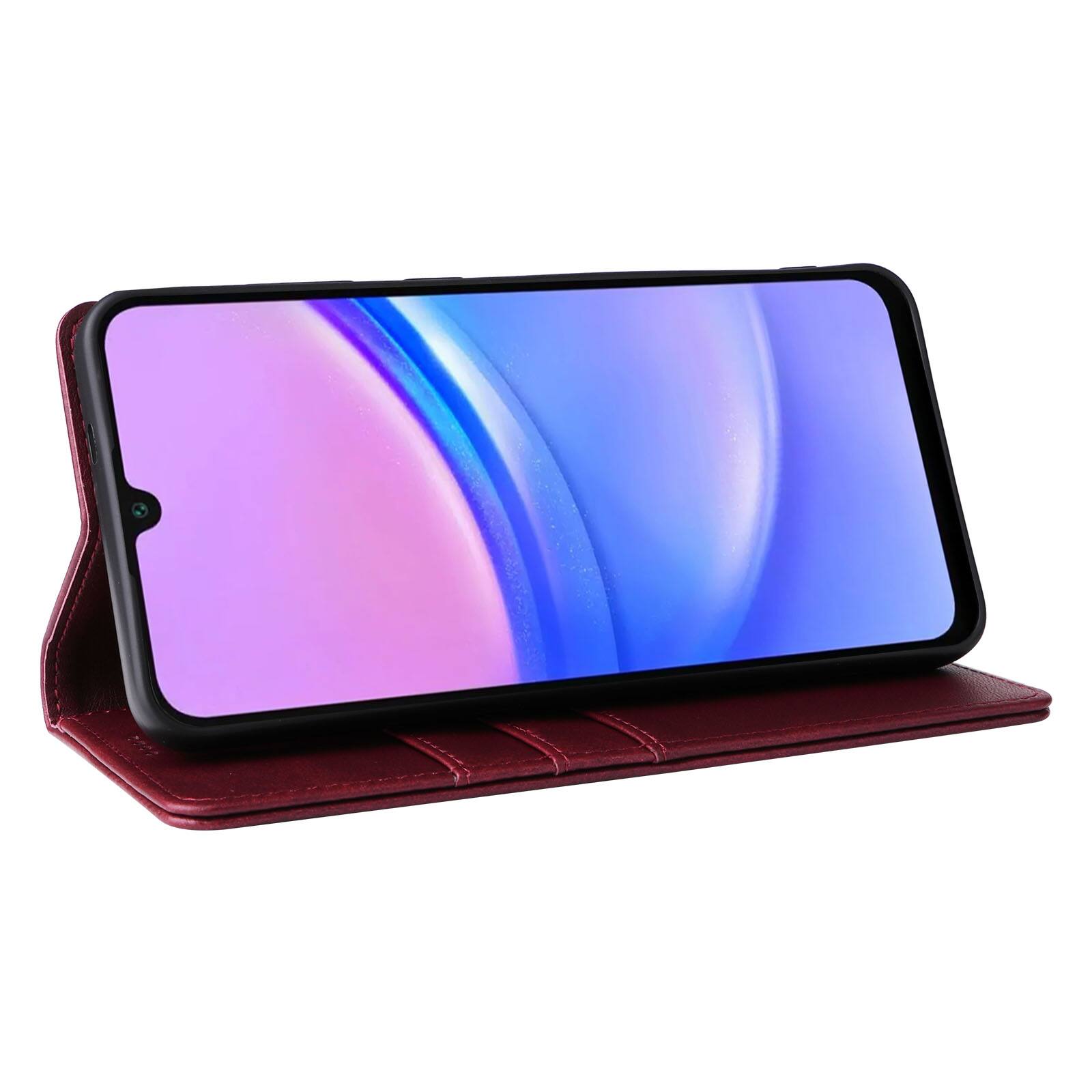 Alt View 1. Dteck - Case for Samsung Galaxy A16 5G,Wallet Case with Card Holder for Women Men,Shockproof PU Leather Flip Kickstand Cover - Winered.