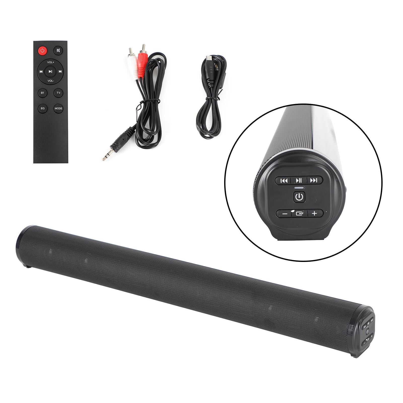 Back. Topteng - BS-10 2.0 Channel Home Theater Soundbar with Wireless Subwoofer, 3D Surround & TWS Pairing - Black - Black.