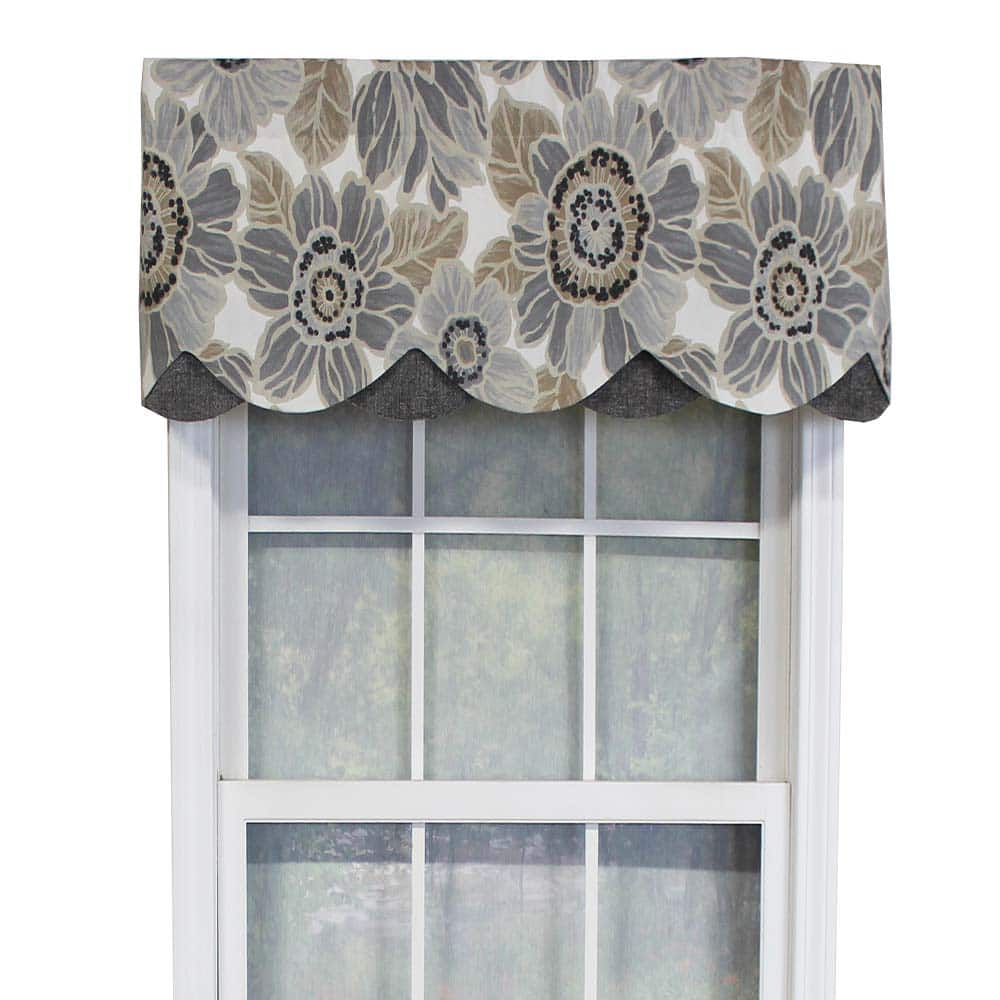 RLF Home - Verona Petticoat Modern Premium Design Printed Valance 3" Rod Pocket 50" x 15" Sand/Gray - Sand gray
