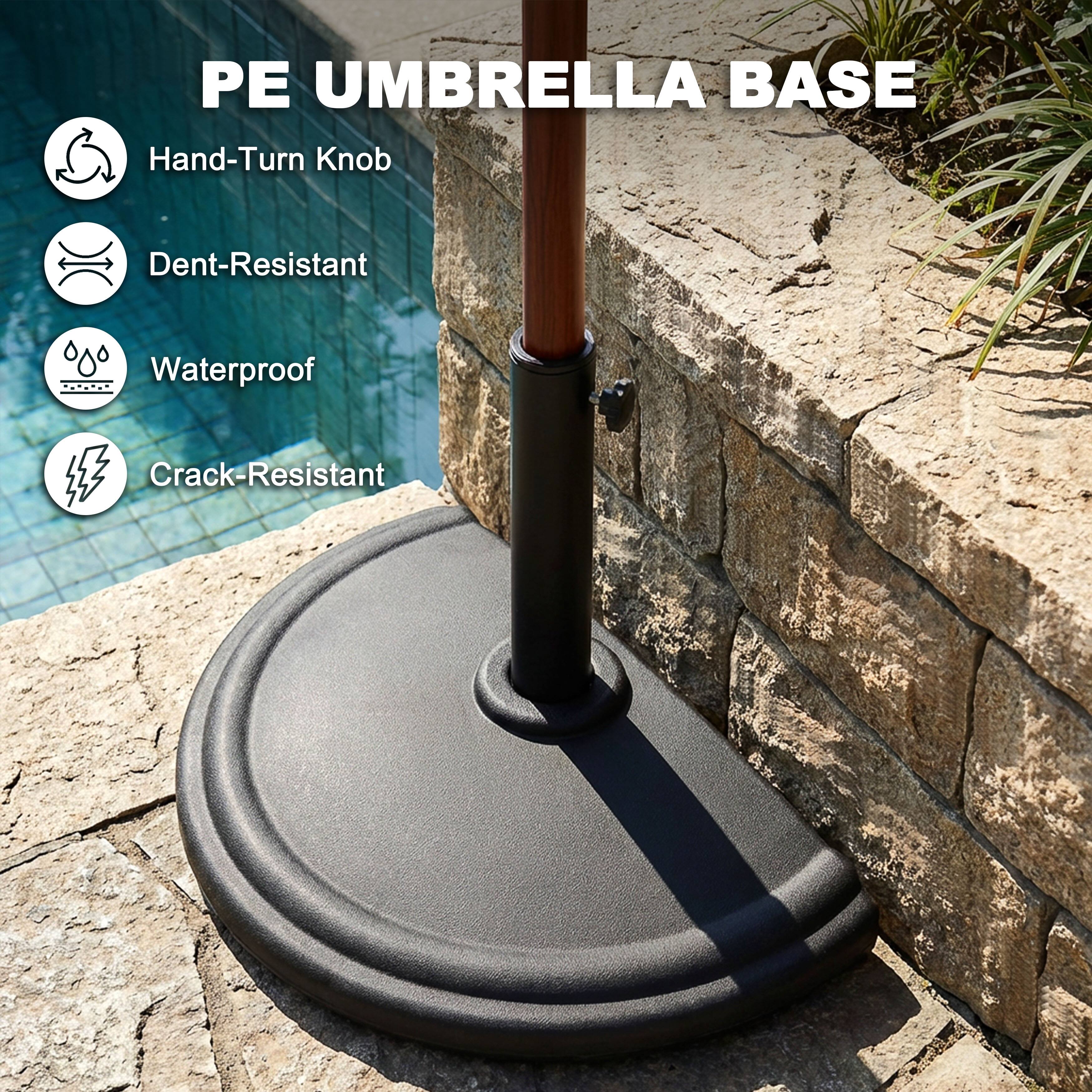 PE UMBRELLA BASE

- Hand-Turn Knob
- Dent-Resistant
- Waterproof
- Crack-Resistant