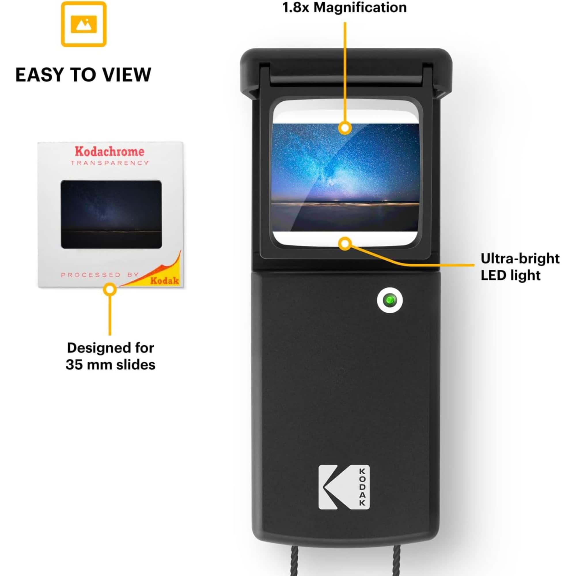 Kodak Magnifying Lighted Slide Viewer, Compact Portable 1.8x LED
