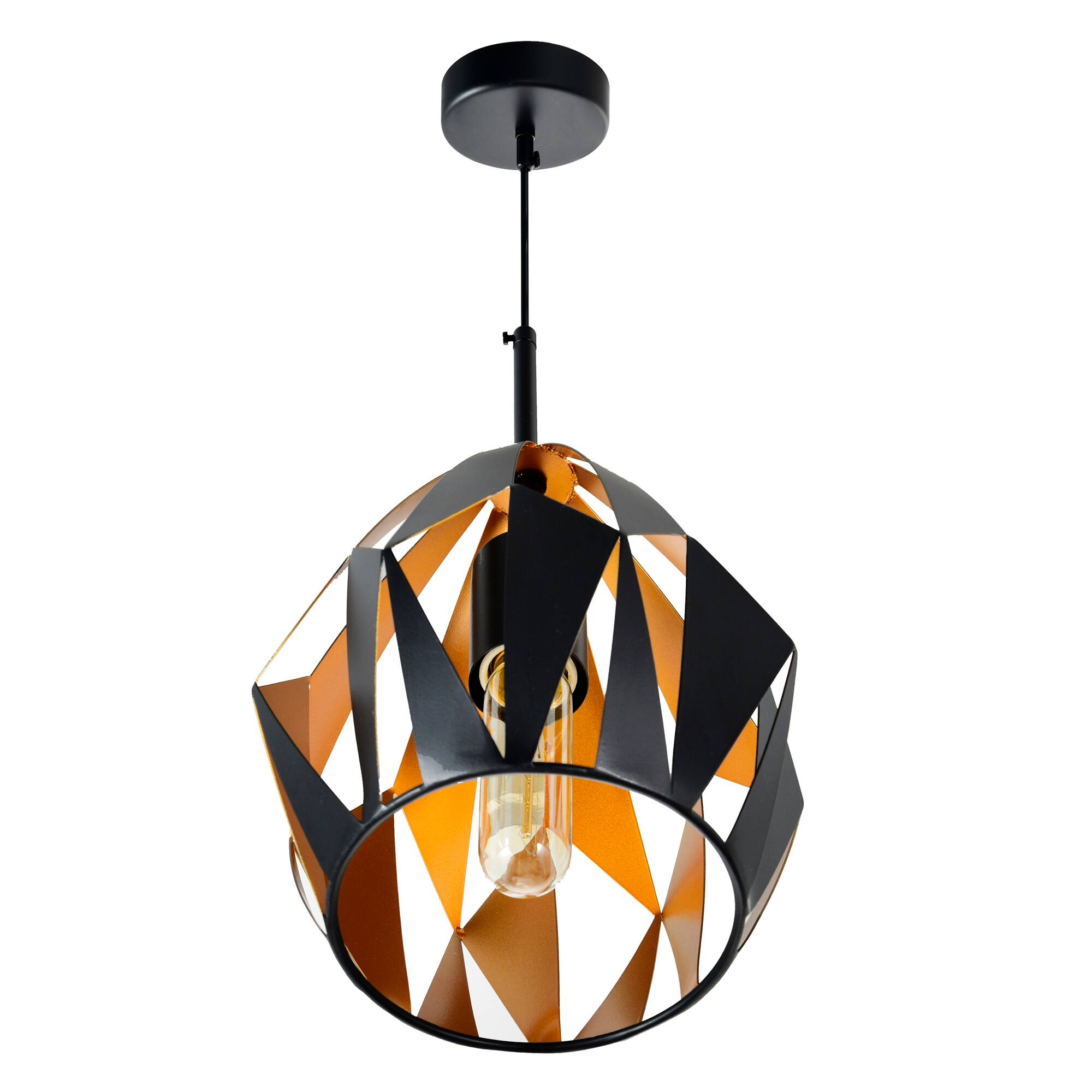 Alt View 1. CWI Lighting - Oxide 1 Light Down Pendant With Black+Copper Finish - Black & Copper.