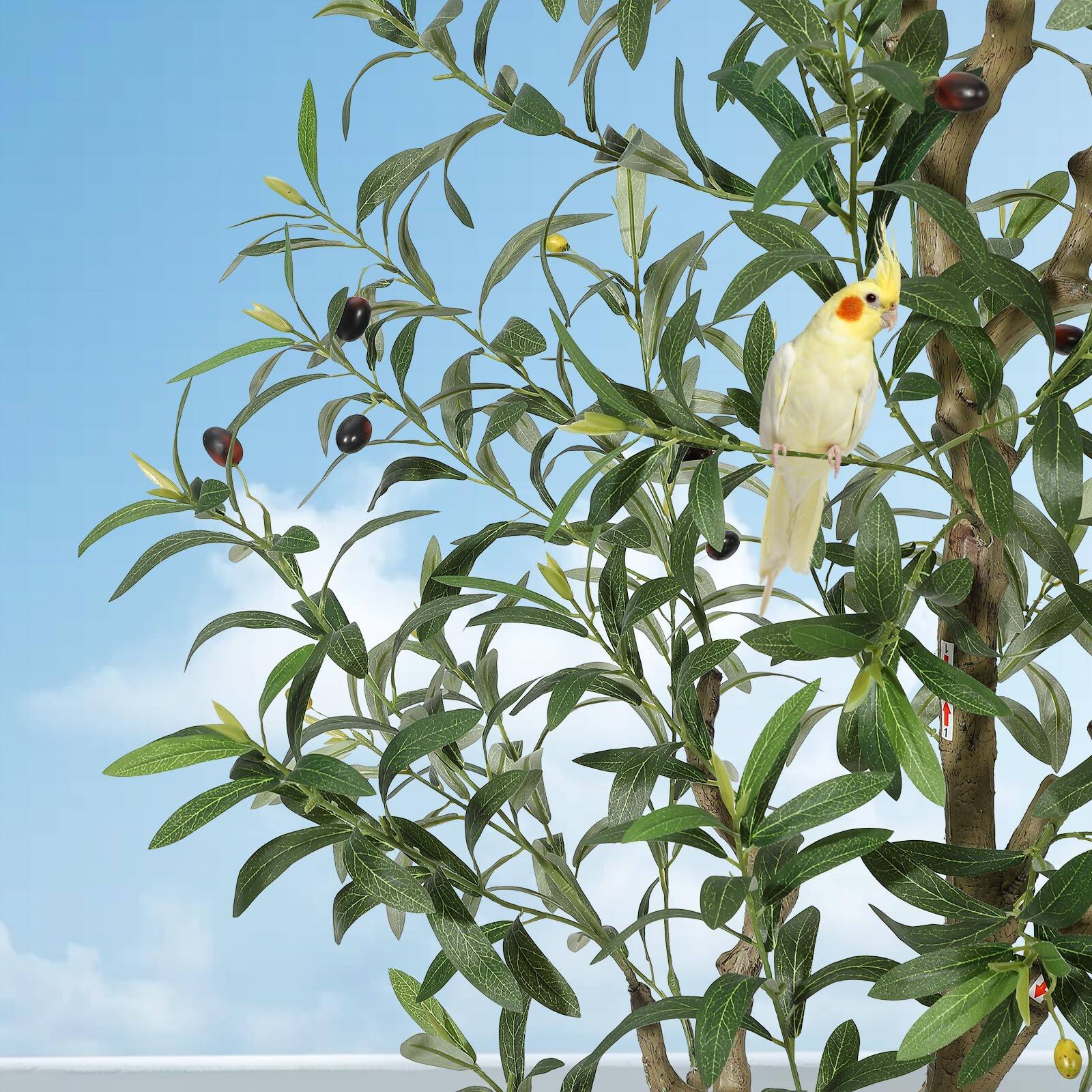 Alt View 4. Homhougo - 6FT Faux Olive Tree Tall,Olive Trees Artificia Indoor with White Planter - Green.