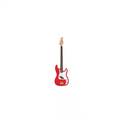 Front. Austin - Austin APB200 Series Double Cutaway Bass Guitar, Red.