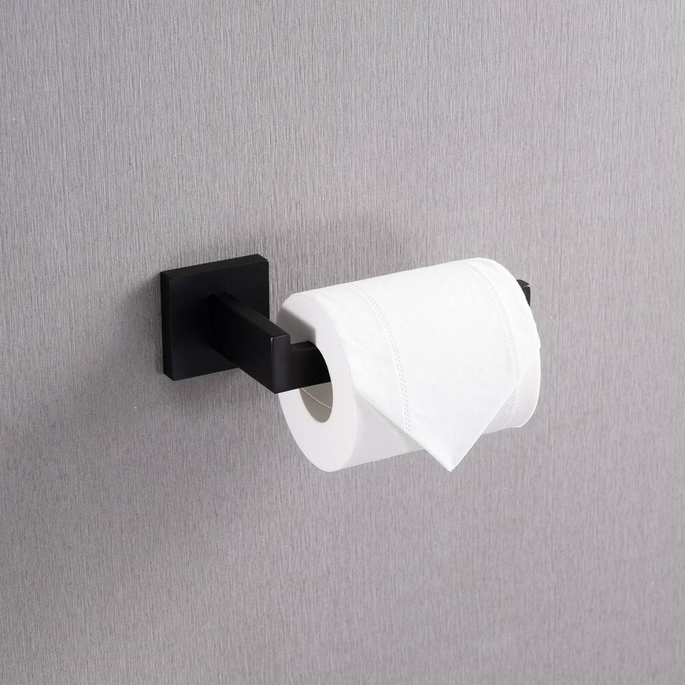 Back. JUJABU - 4- Piece Bathroom Hardware Set Matte Black - Matte Black.