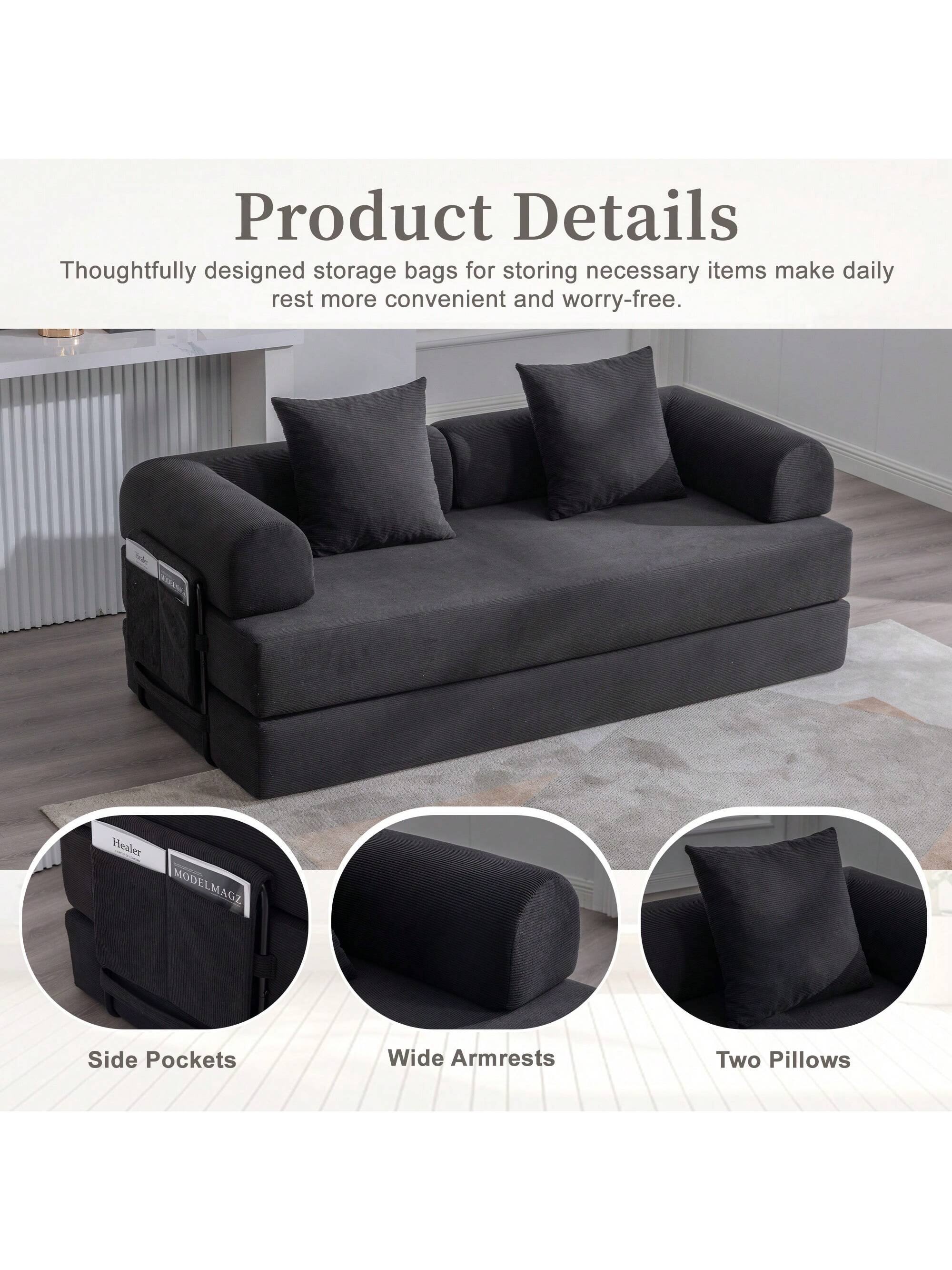 Product Details  
Thoughtfully designed storage bags for storing necessary items make daily rest more convenient and worry-free.  

- Side Pockets  
- Wide Armrests  
- Two Pillows  

Healer MODELMAGZ