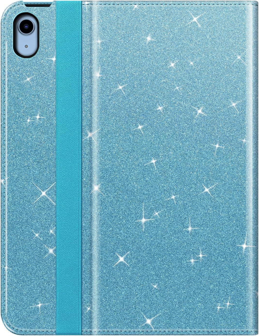 Alt View 6. Fintie - Folio Case for iPad (A16) 11-inch 2025 and iPad 10th Gen 10.9 inch 2022, Multi-Angle Viewing Protective Stand Cover - Glittering Blue.