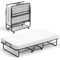 Costway Portable Folding Bed 38" x 75" Twin-Size Rollaway Guest Bed - Black - Front_Zoom