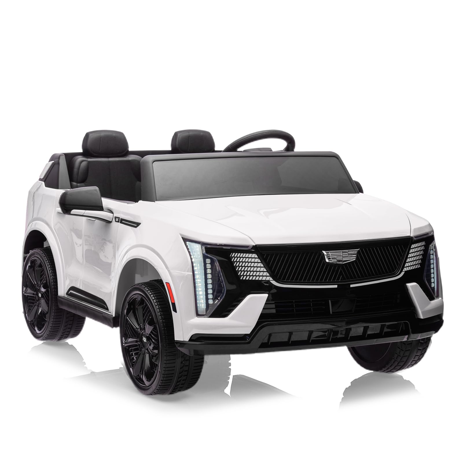 Front. Acekool - 24V Ride On Car, Licensed Cadillac Battery Powered Electric Vehicle w/Remote Control, 2 Seater, 4-Wheel Shock Absorbers.