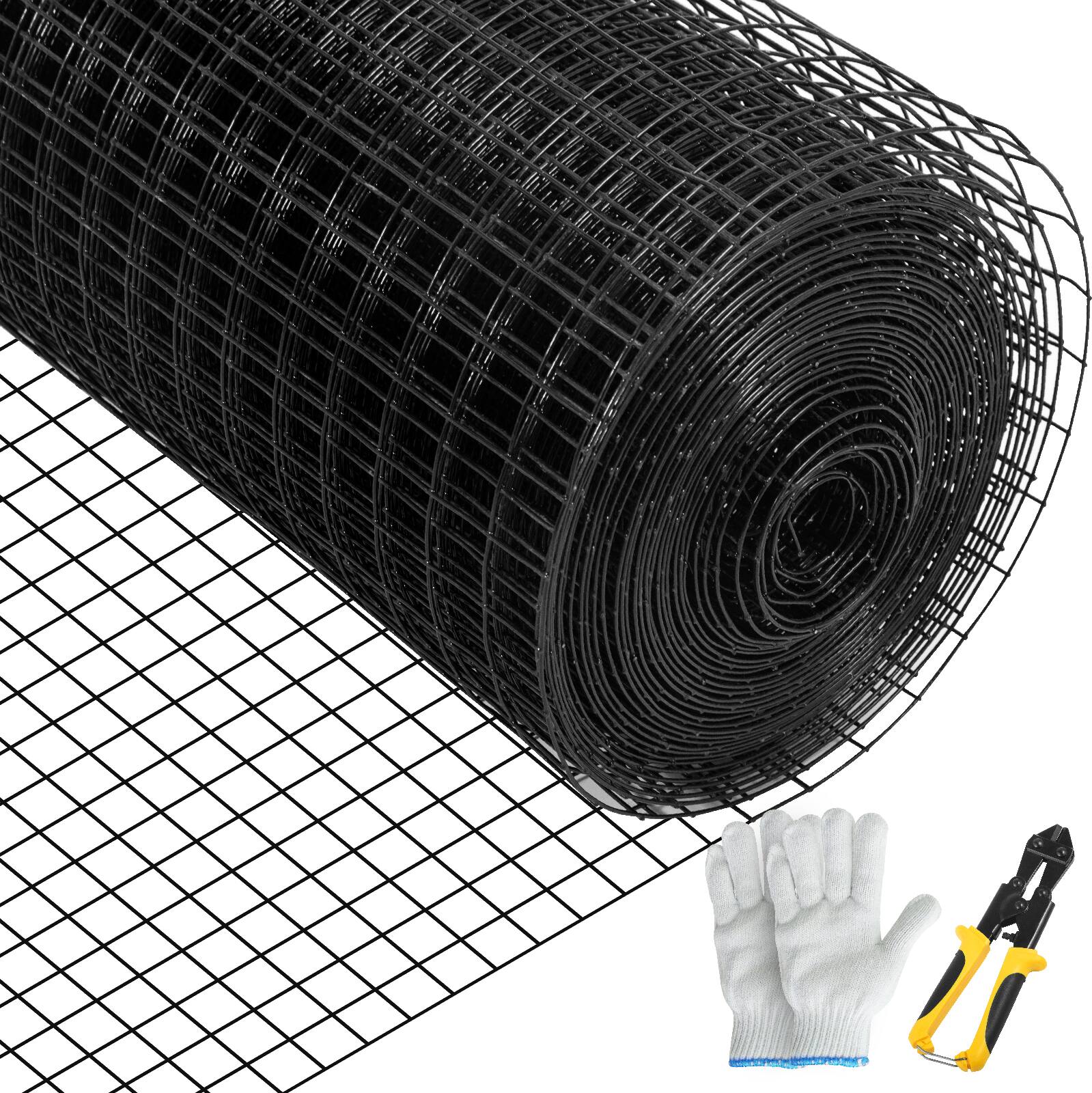 Front. VEVOR - Hardware Cloth, 36" x 50' & 1"x1" Mesh Size, Galvanized Steel Vinyl Coated 16 Gauge Chicken Wire Fencing for Garden - Black.
