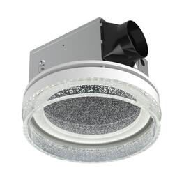Akicon - N5 Decorative 110 CFM 1.5 Sone Ceiling Bathroom Exhaust Fan with Dimmable and Starry Light, Round - White