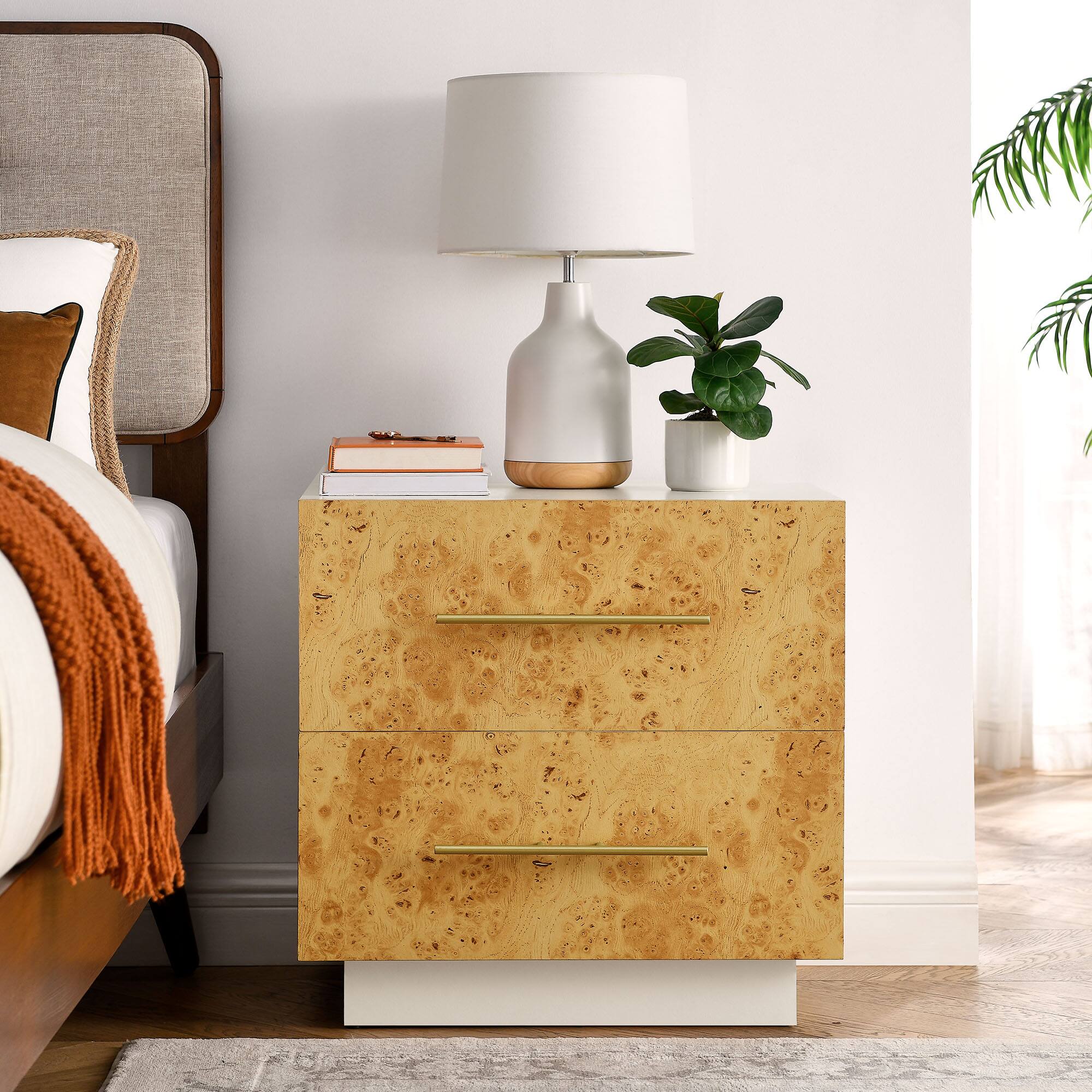 Alt View 1. Modway - Abel 2-Drawer Burl Wood Nightstand by Modway - White Bleached Burl.