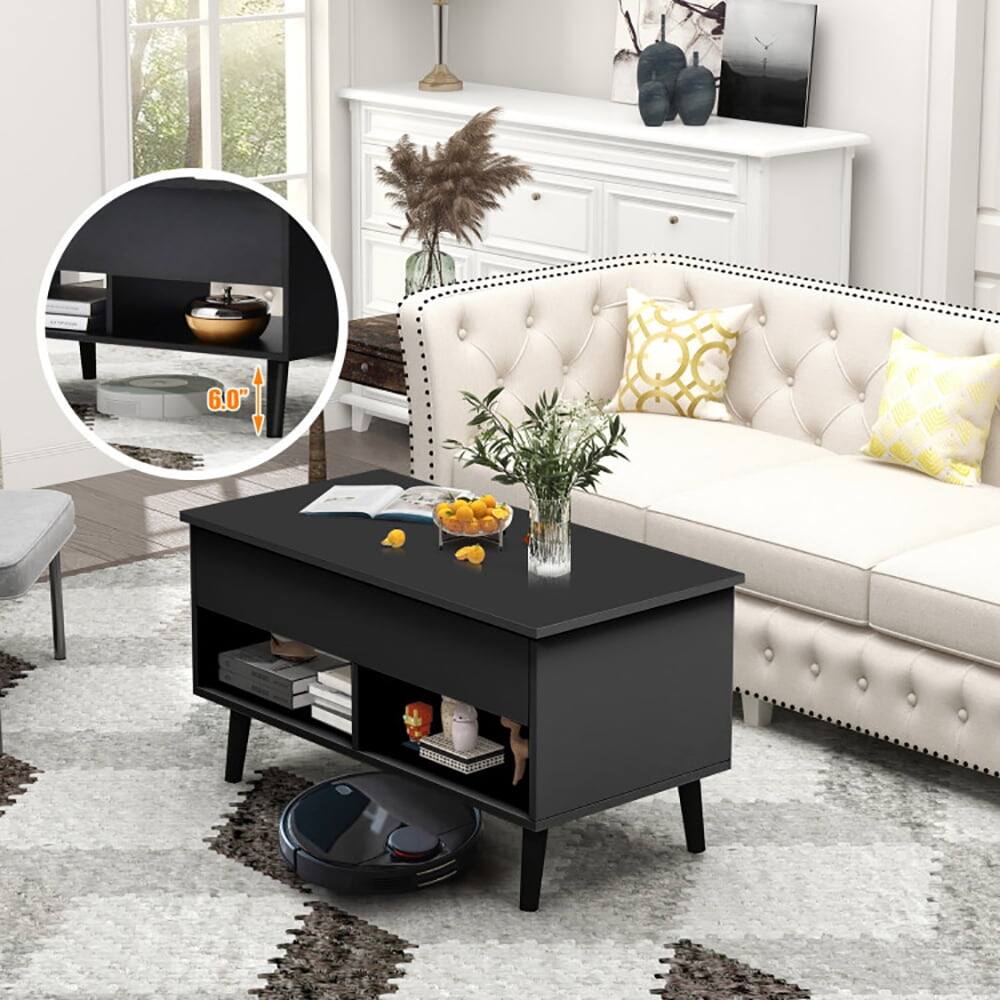 Back. Resenkos - Modern Style 31.5 In Coffee Table - Black for Living Room Use - Black.