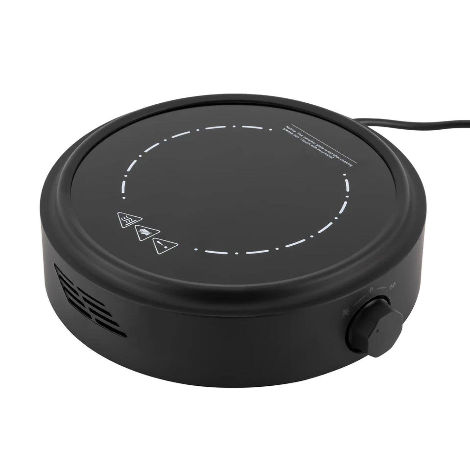 The text on the image reads:

"Please do not touch the lid while it is hot. The lid is hot when the indicator light is on. Do not touch the lid with bare hands. Use a cloth or oven mitt to remove the lid."