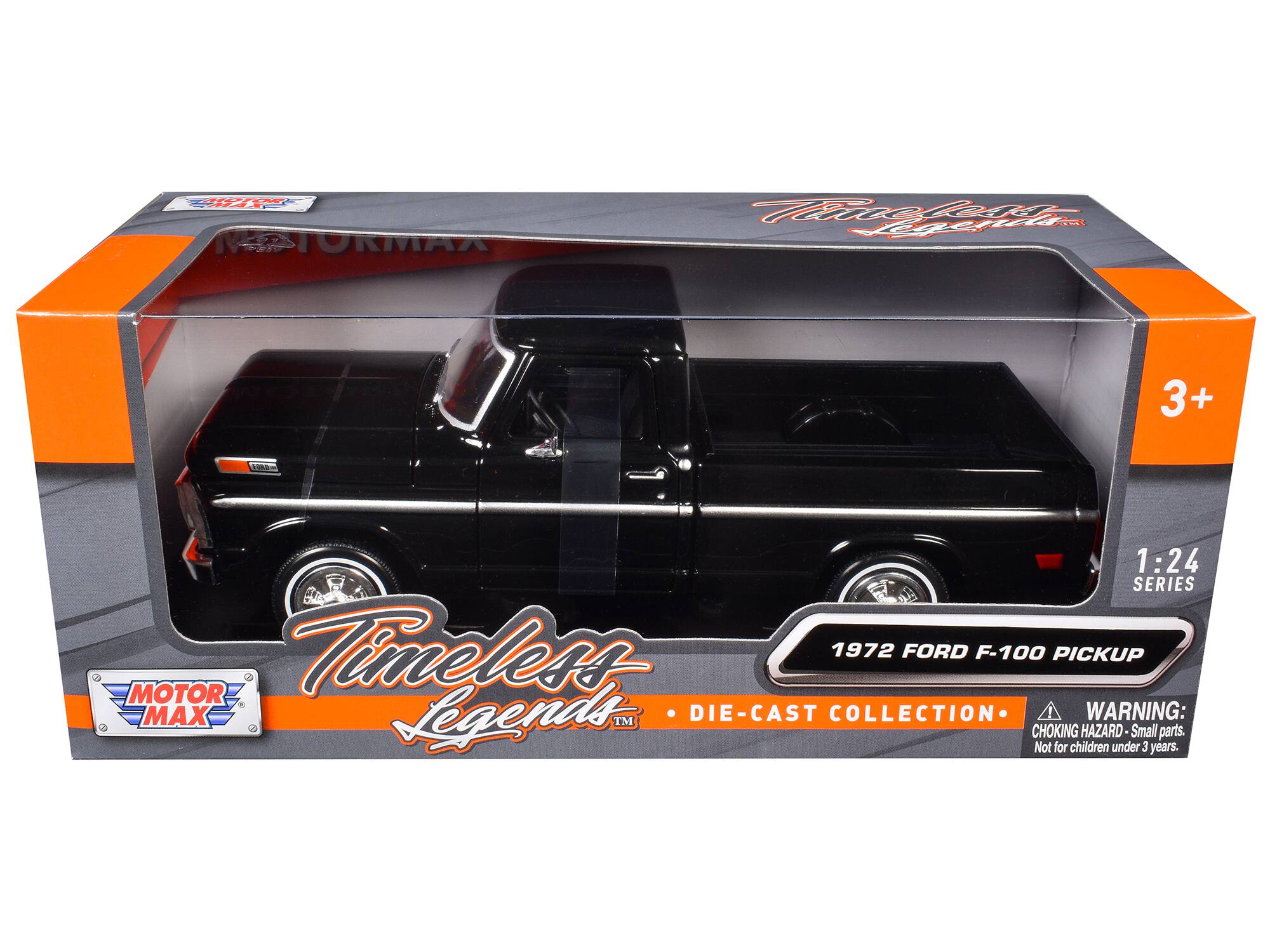 - I TORMAX Fefer 3+ 1:24 SERIES Timeless 1972 FORD F-100 PICKUP MOTOR MAX Legends DIE-CAST COLLECTION WARNING: TM CHOKING HAZARD Small parts. Not for children under 3 years.