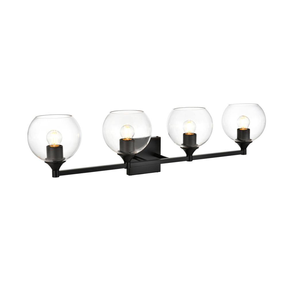 Back. Living District - Foster 4 light Black and Clear Bath Sconce - Black And Clear.