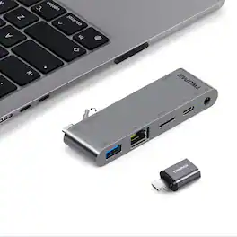 TWOPAN - USB C Hub Multiport Adapter for MacBook Pro M3 M2 M1, 5-in-1 USB C to Ethernet Docking Station