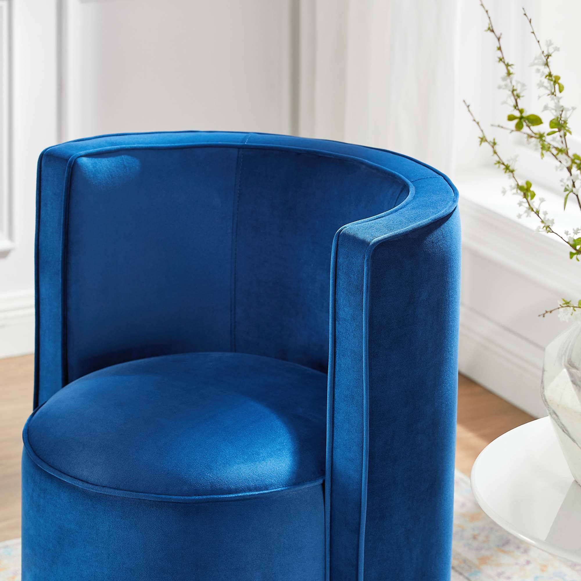 Alt View 1. Modway - Della Performance Velvet Fabric Swivel Chair by Modway - Navy.
