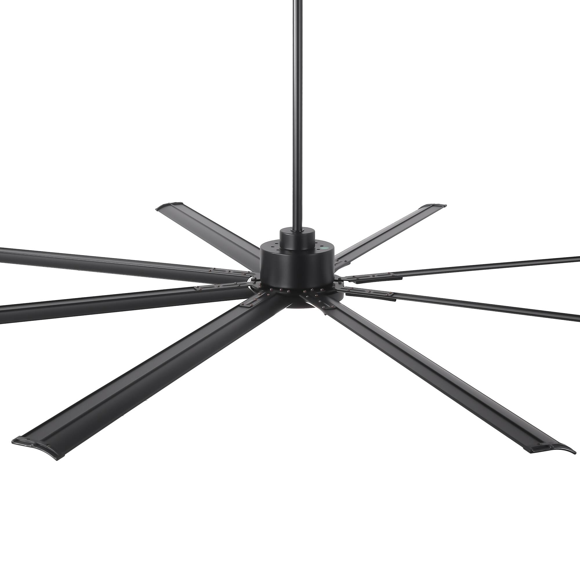 Alt View 10. Vaczon - 100" Industrial Aluminum 8-Blade Large Smart Ceiling Fan with Dimmable 3CCT LED Light and Remote, App Control - Matte Black.