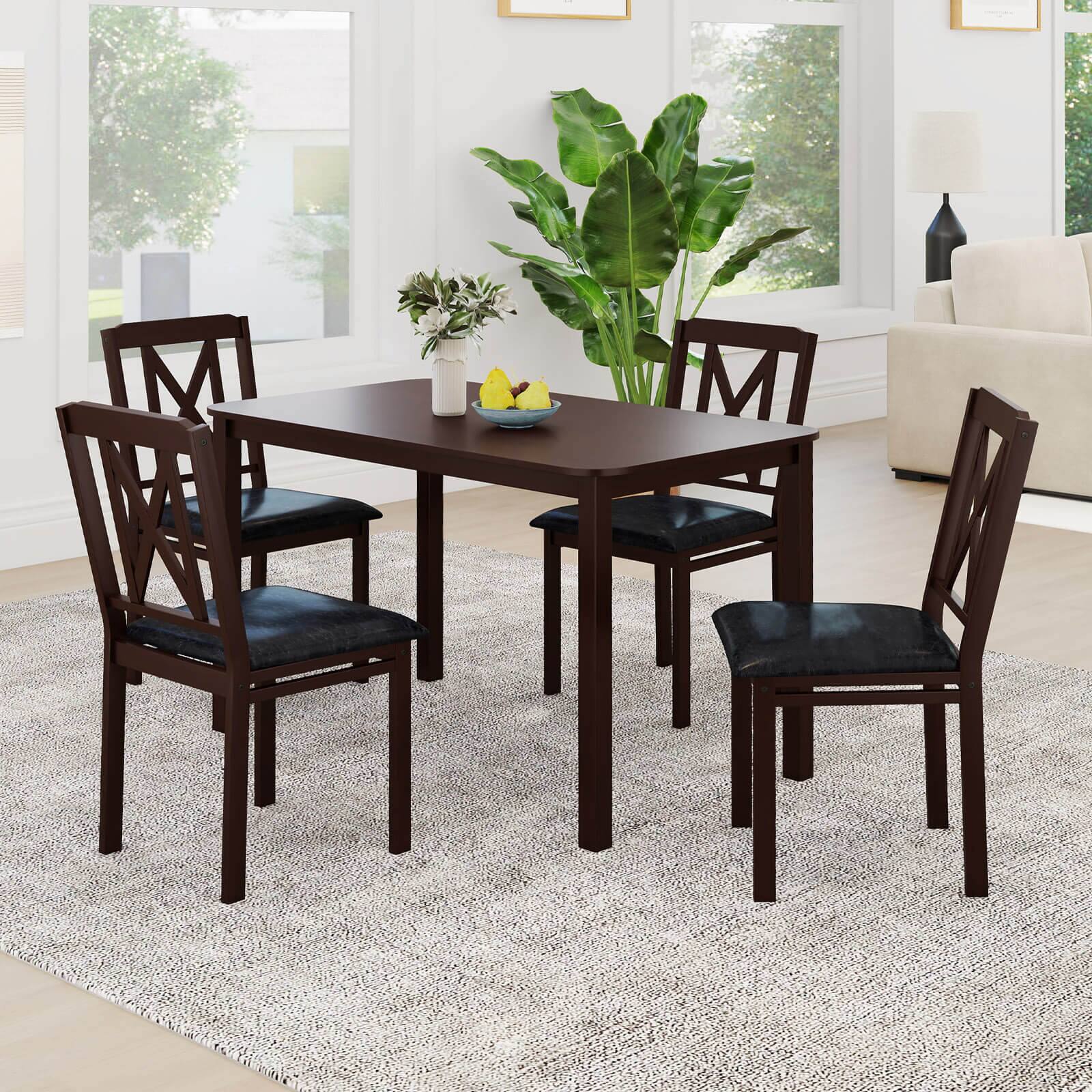 Alt View 1. Costway - Costway 5 Piece Dining Table Set for 4 Rectangular Kitchen Table & 4 Chairs Dinette Set - Rustic Brown,Black.