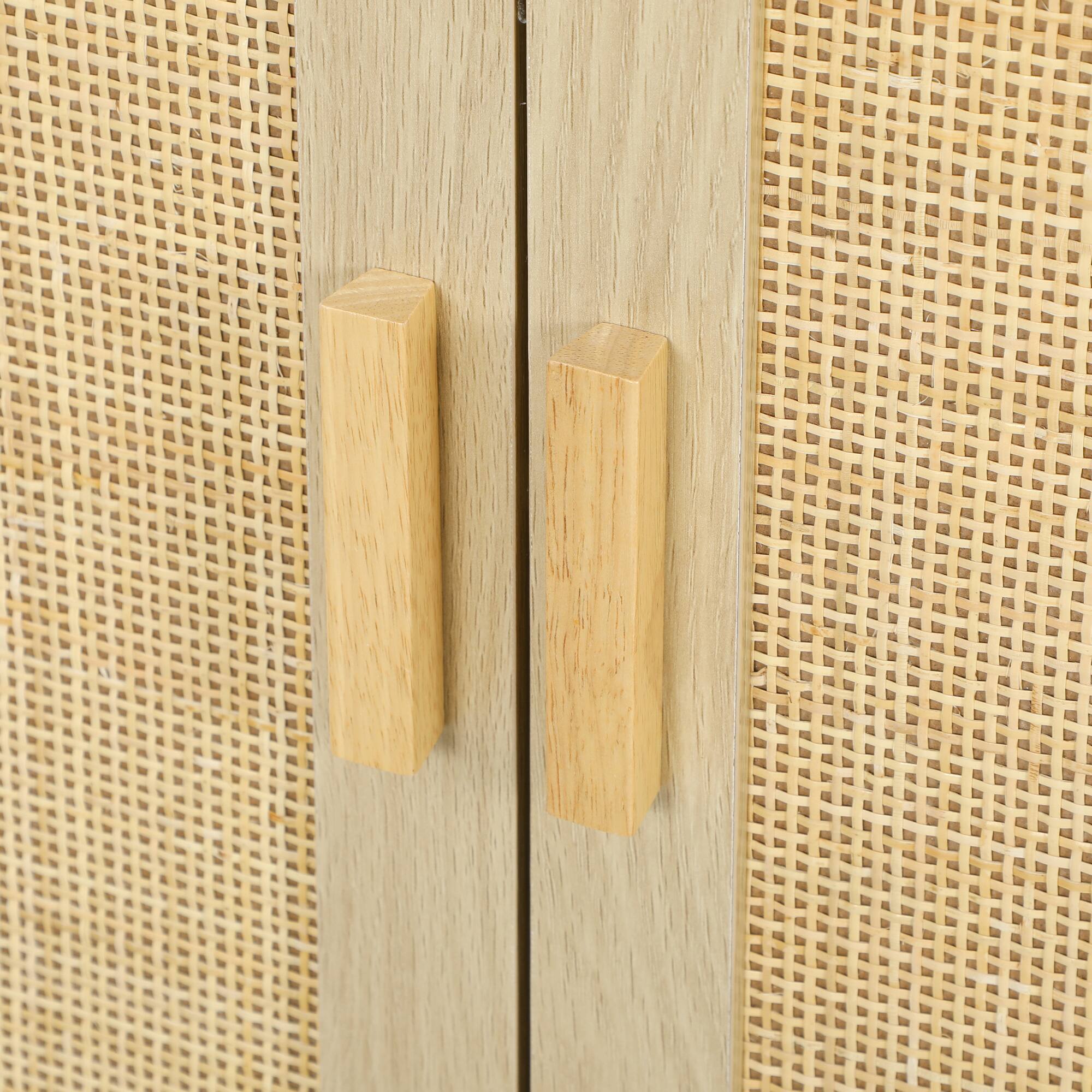 Alt View 8. Homcom - Sideboard Buffet Cabinet, 32" Boho Buffet Table, Rattan Coffee Bar Cabinet with 2 Doors and Shelves for Kitchen - Natural Wood.